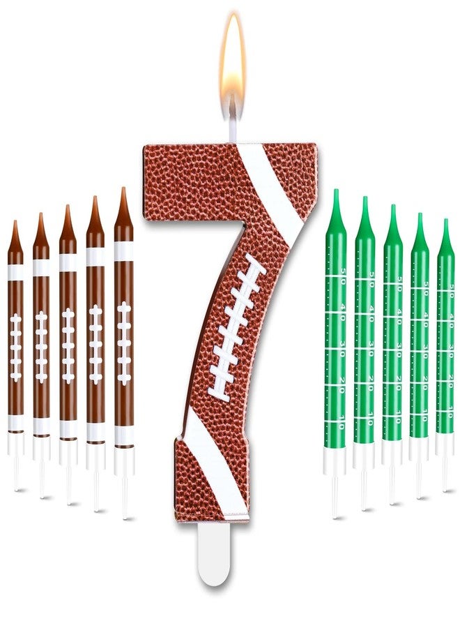 Photect 11 PCS Football Birthday Candles Number 5-9 Candle Football Cake Topper Decor Football Themed Birthday Cake Decorations for Boys Girls Kids Party Supplies (Number 7) - Image 1