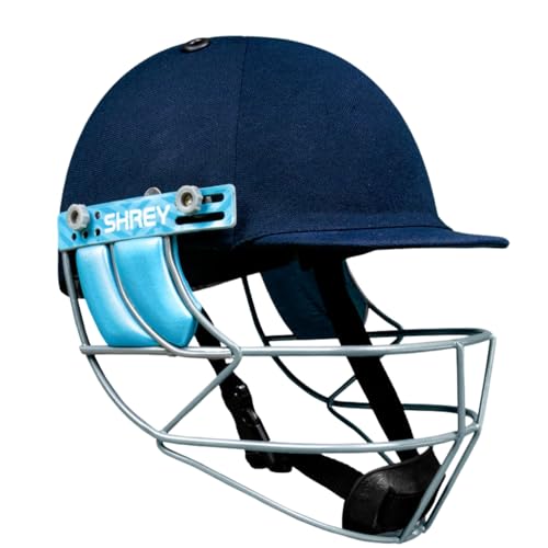 Shrey Match 3.0 Mild Steel Visor Cricket Helmet | Helmet with Adjustable Steel Visor, Air Vent Holes | Comfortable Fit | Better Visibility (Navy - L) - Image 1