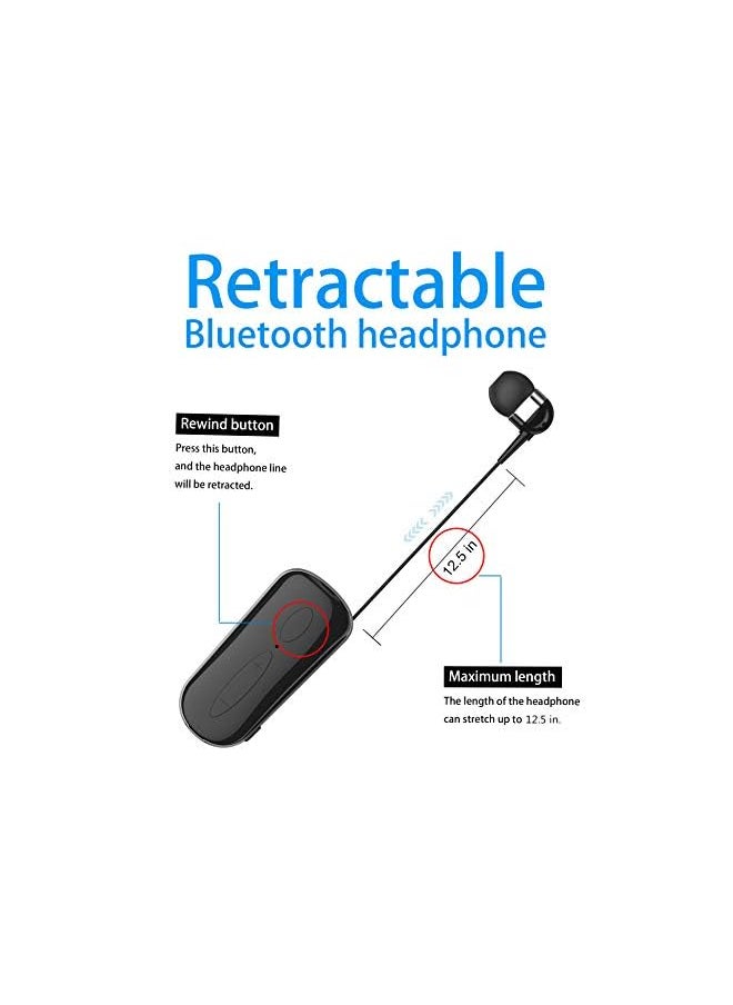 Bluetooth Headset Wireless Earpiece With Microphone For Cell Phones/Iphone/Samsung/Lg, Handsfree Calling Noise Cancelling, Nilewei Bluetooth V4.1 Single Earbud For Office Trucker Driver(Retractable)