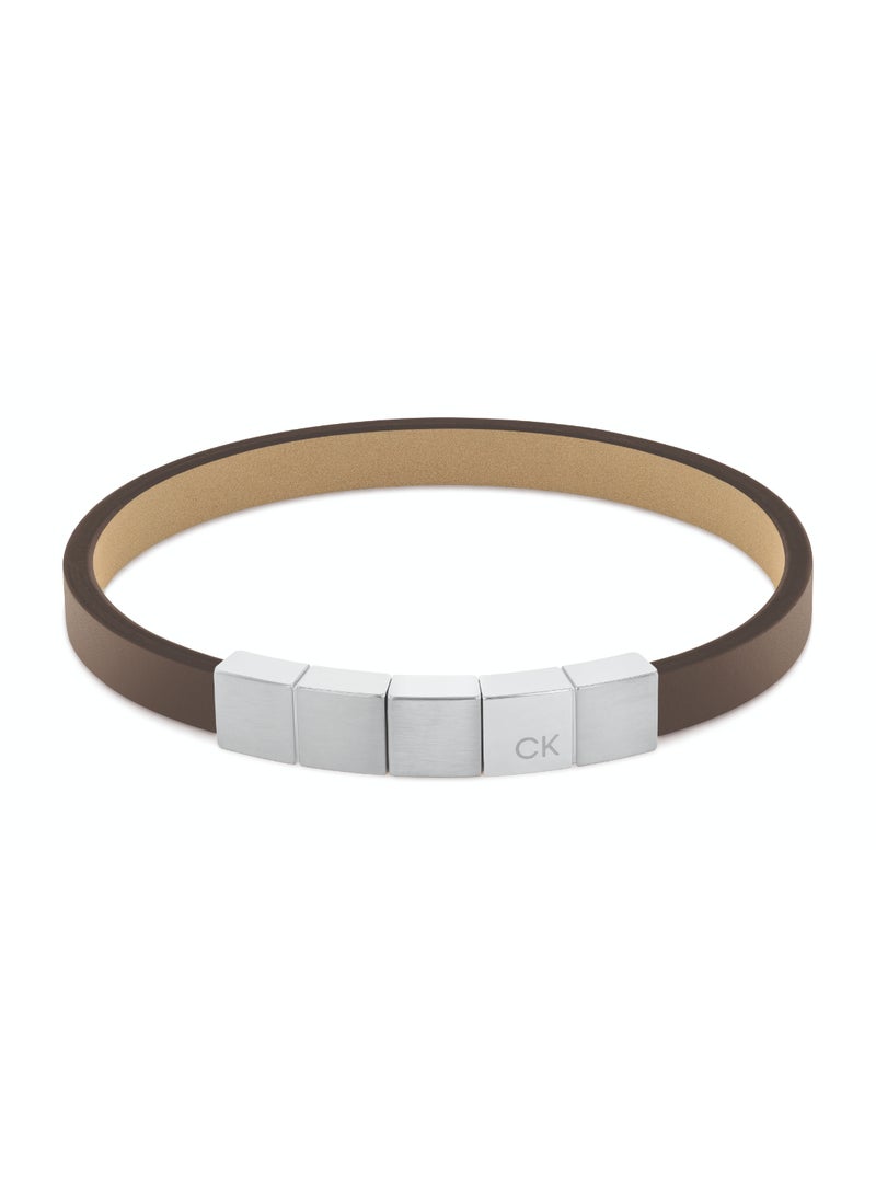CALVIN KLEIN JEWELRY MINIMALISTIC SQUARES MENS LEATHER BRACELET - 35000490 - Image 1