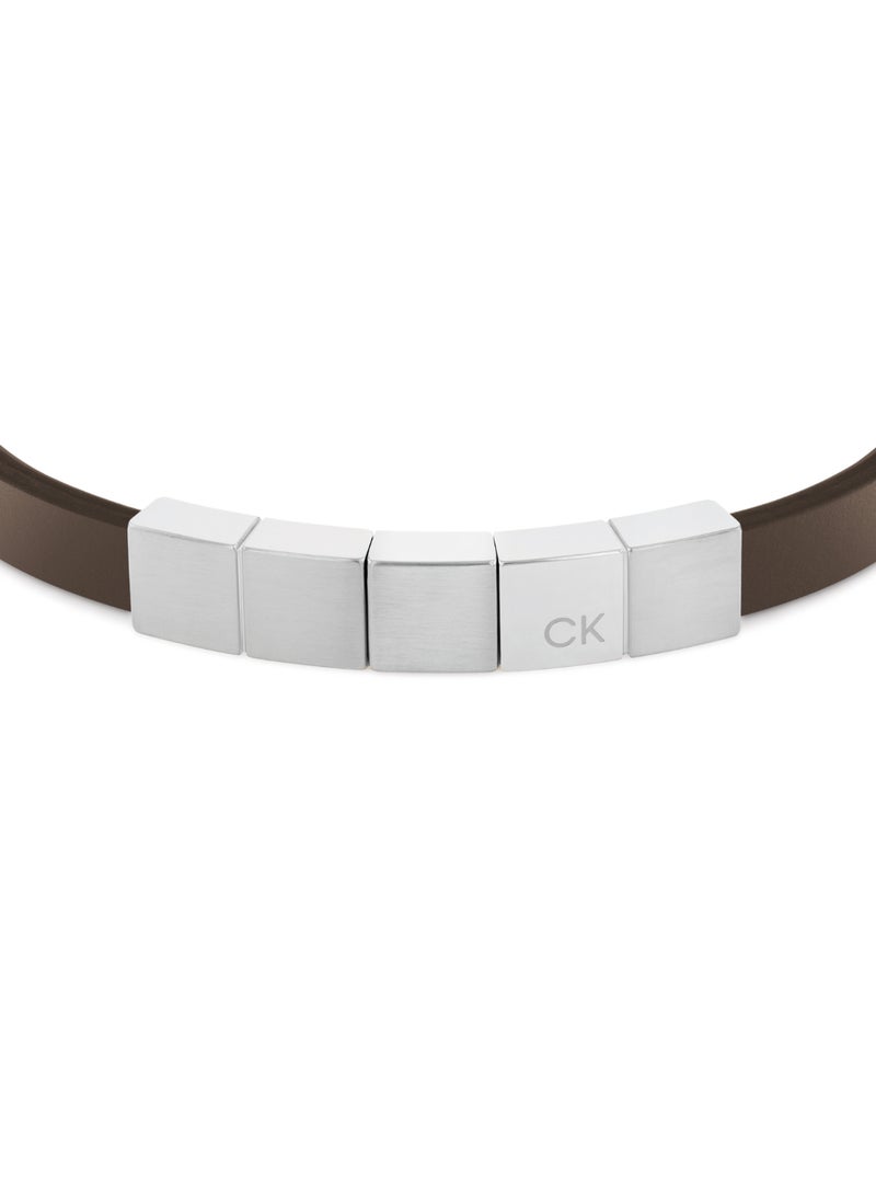 CALVIN KLEIN JEWELRY MINIMALISTIC SQUARES MENS LEATHER BRACELET - 35000490 - Image 2