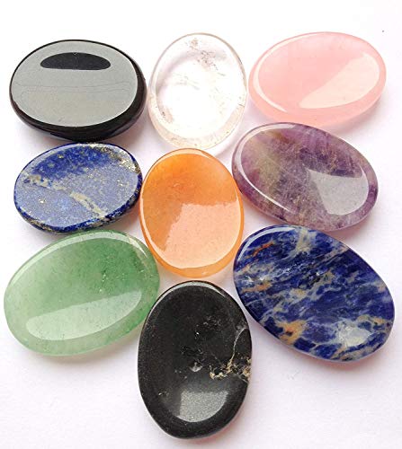 crystalmiracle Beautiful Seven Chakra Worry Stone Wellness Crystal Healing Gemstone for Positive Energy Powerful Thumb Stones Meditation Reiki Feng Shui Gift for Men Women - Image 1