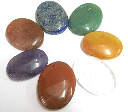 crystalmiracle Beautiful Seven Chakra Worry Stone Wellness Crystal Healing Gemstone for Positive Energy Powerful Thumb Stones Meditation Reiki Feng Shui Gift for Men Women - Image 3