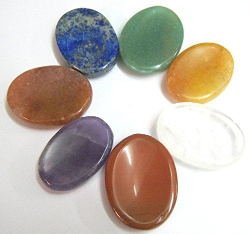 crystalmiracle Beautiful Seven Chakra Worry Stone Wellness Crystal Healing Gemstone for Positive Energy Powerful Thumb Stones Meditation Reiki Feng Shui Gift for Men Women - Image 2
