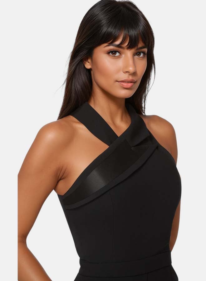 bebe Tuxedo Straight Flared Leg Jumpsuit - Image 4