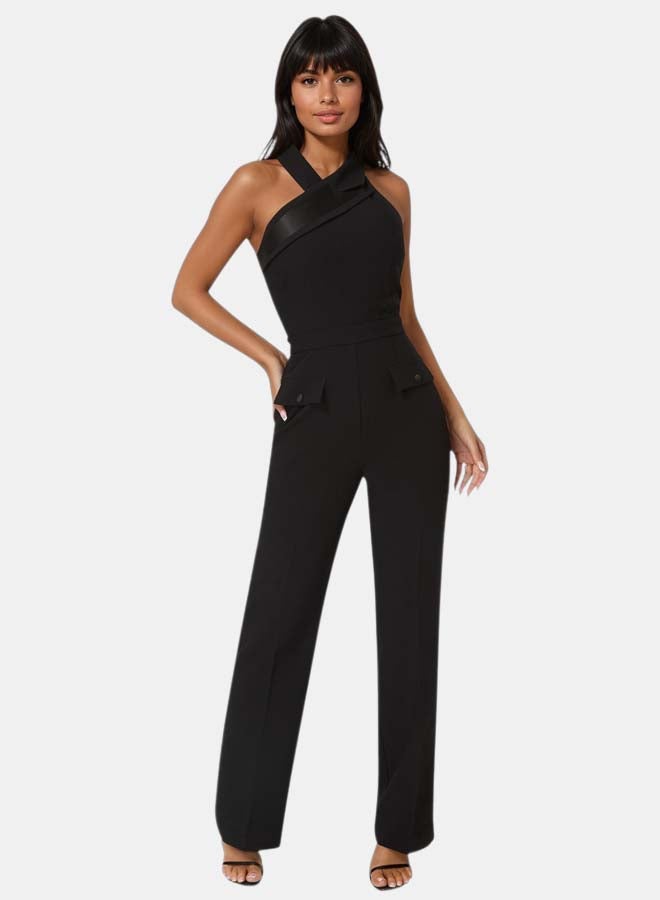 bebe Tuxedo Straight Flared Leg Jumpsuit - Image 1