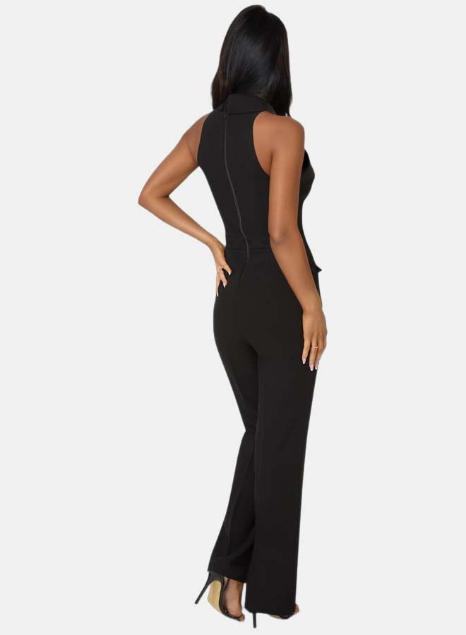 bebe Tuxedo Straight Flared Leg Jumpsuit - Image 3