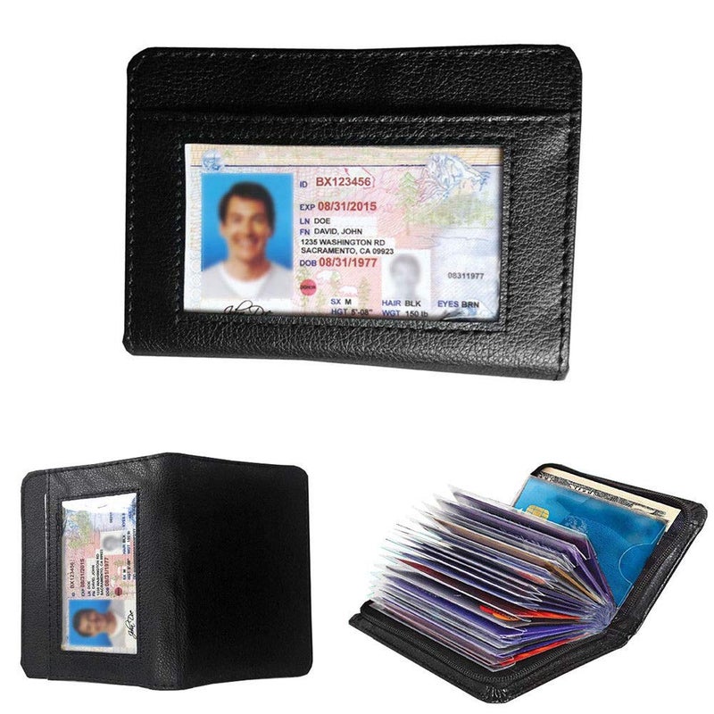 Paddsun Credit Card Holder Wallet RFID Blocking Leather Wallet for Men and Women with Zipper, Huge Storage Capacity - Image 2