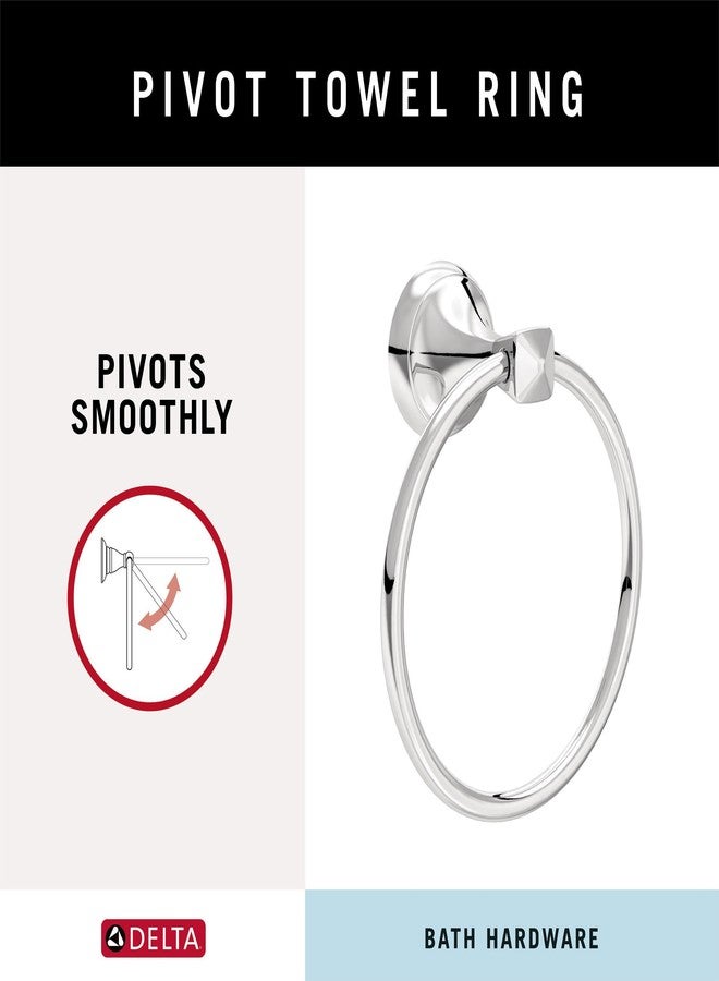 Delta Esato (1-Pack) Hand Towel Holder Polished Chrome Towel Racks for Bathroom Wall Round Towel Ring Holder for Bath Towel Hanger for Kitchen, Bathroom Accessories ESA46-PC - Image 3