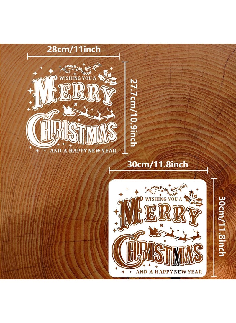 FINGERINSPIRE FINGERINSPIRE Merry Christmas Stencil 11.8x11.8 inch Christmas Decoration Painting Template Plastic Wishing You A Merry Christmas and A Happy New Year Words Stencil for Wood Walls DIY Christmas Decor  - Image 2