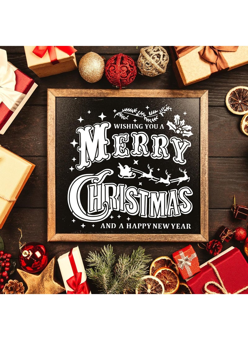 FINGERINSPIRE FINGERINSPIRE Merry Christmas Stencil 11.8x11.8 inch Christmas Decoration Painting Template Plastic Wishing You A Merry Christmas and A Happy New Year Words Stencil for Wood Walls DIY Christmas Decor  - Image 5
