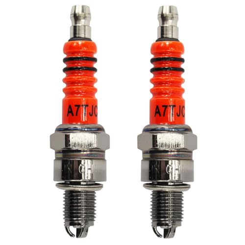 PRO BAT 8 قطع شمعة احتراق سكوتر GY6 50cc 150cc، PRO BAT، أداء عالي 3 أقطاب A7TC A7TJC لسكوترات GY6 50-125cc، برتقالي - Image 1