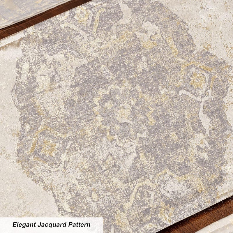 Loom and Mill Luxury Placemats Set of 4 Classic Damask Jacquard Table Place Mats for Dining Table Kitchen Room Holiday Banquet Decorations DoubleLayer Dining Table MatsBeige 4pcs 12x18in - Image 5