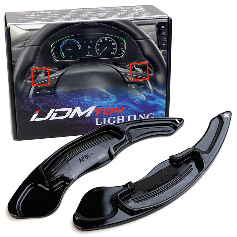 iJDMTOY Gloss Black Finish Larger Paddle Shifter Extensions Compatible with Honda Accord Civic Insight CRV Compatible with Acura TL - Image 2