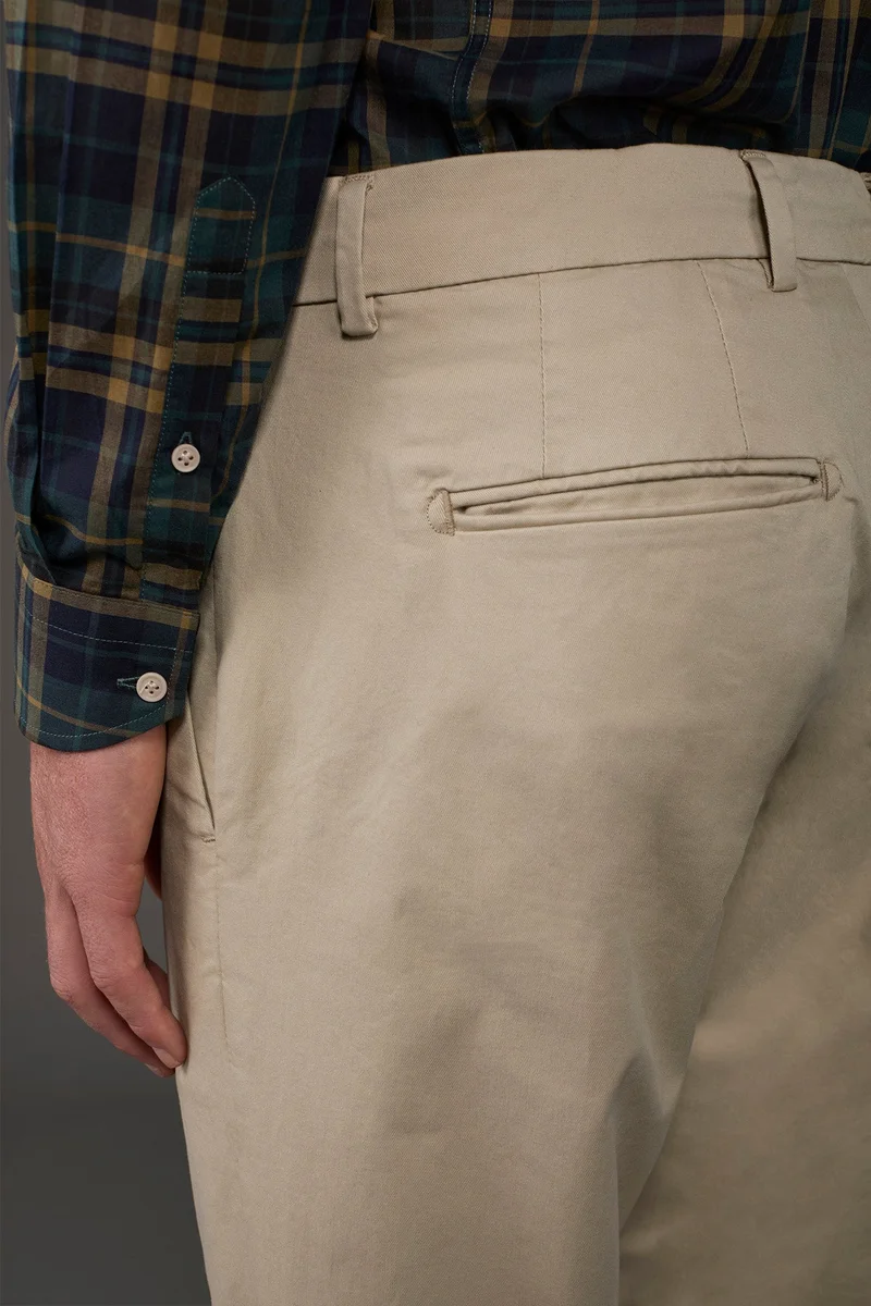 Doppelganger Beige Men's classic chino trousers with extended tab closure - Beige for Men | Best Price UAE
