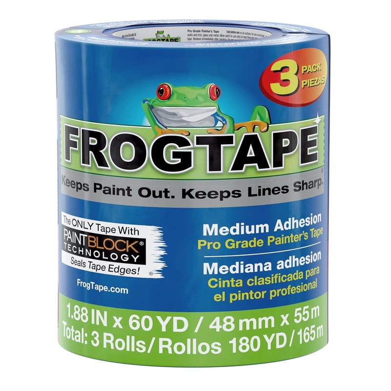 FrogTape 3Rolls of 188 x 60 yds Shurtape 104957 Blue CP 130 FrogTape Pro Grade Painters Tape - Image 1