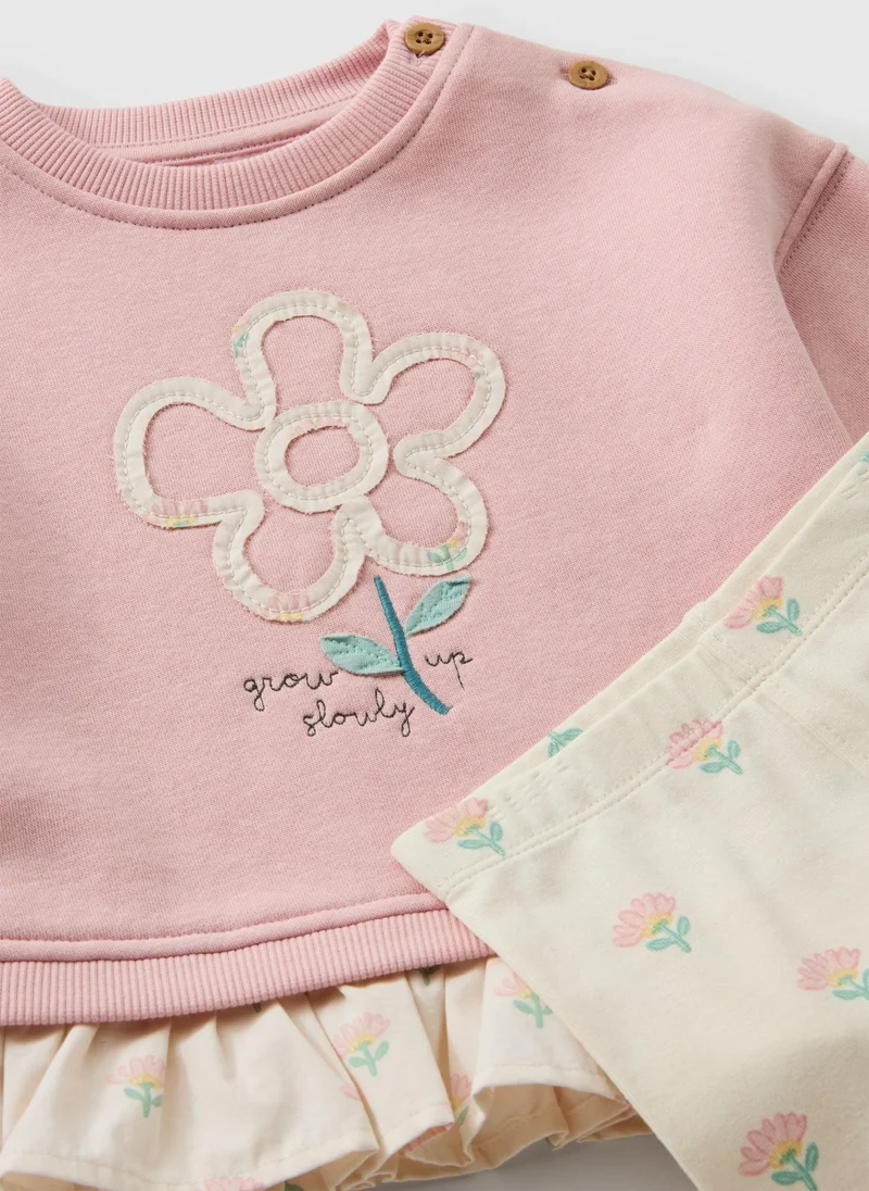 Matalan Baby Pink Flower Sweatshirt & Leggings Set