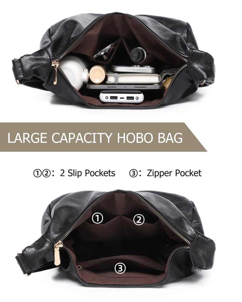 BAVERGE Hobo Bag for Women with Mini Purse Soft Vegan Leather Slouchy Shoulder Crossbody Handbag 2025 Fall Tote - Image 5