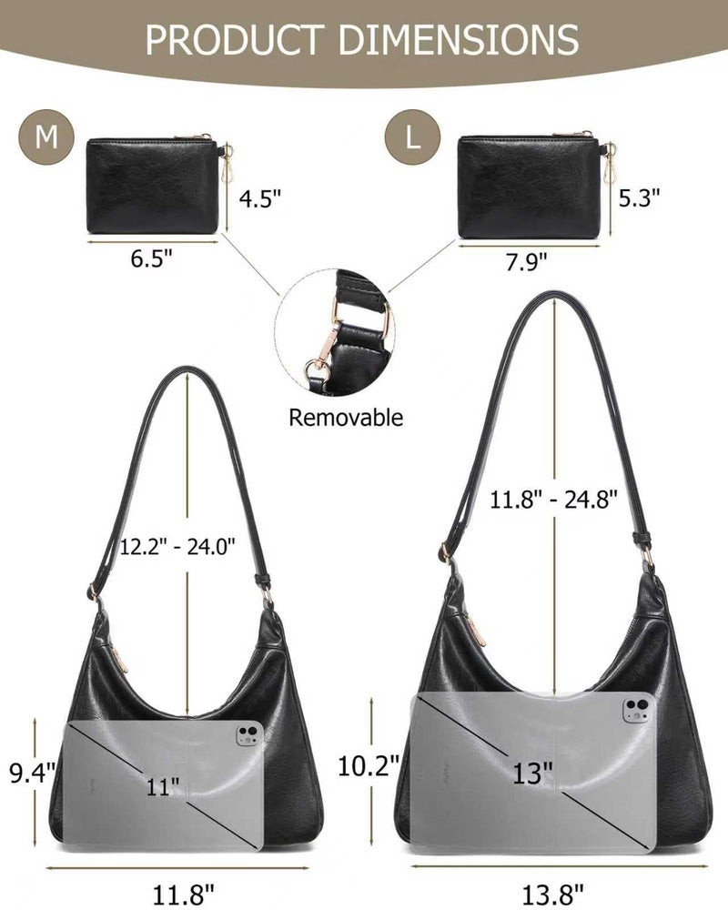 BAVERGE Hobo Bag for Women with Mini Purse Soft Vegan Leather Slouchy Shoulder Crossbody Handbag 2025 Fall Tote - Image 3