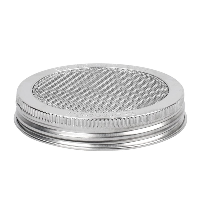 EcoPeaceful 2 Pack ONE-PIECE 316 Surgical Stainless Steel Sprouting Lids for Wide Mouth Mason Jar (Ball Kerr) - One-Piece- Strainer Mesh Lids - Rust-Proof - Image 1