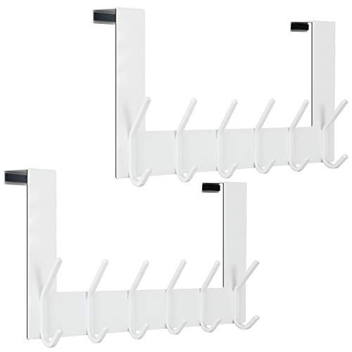 WEBI Over The Door Hook White,Over The Door Towel Rack,Door Hanger,Door Coat Towel Hanger,Door Coat Rack for Hanging Clothes,Jacket,Back of Bathroom,2 Packs - Image 1
