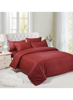 LIMOS Bed Sheet Set 100% Soft Brushed Cotton Duvetcover Fitted Sheet and 4 Matching Pillowcase 6Pcs(Red)  - Image 1