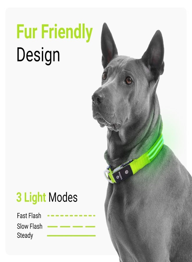 Tractive LED Light Up Dog Collar USB Rechargeable Waterproof (Green) - Image 3