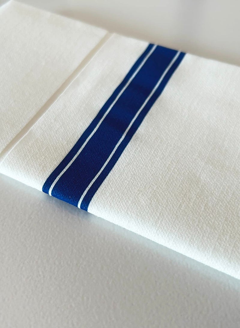 مناديل قماشية بيضاء مستطيلة الشكل بحدود زرقاء، 25 قطعة مناديل ورقية فاخرة، مناديل عشاء 40 سم × 40 سم يمكن التخلص منها، مناديل حفلات الزينة، مناسبة لحفلات الزفاف والعشاء والحفلات والمناسبات الراقية - Image 5