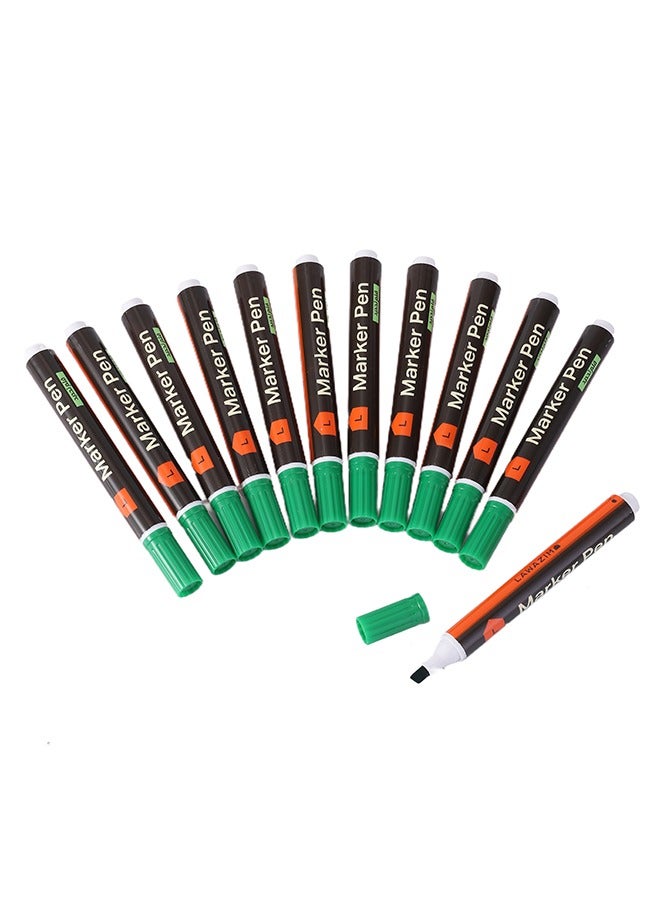 LAWAZIM Marker Pen -12 Piece Green- Non-Toxic Washable Ink Chisel Tip Permanent Markers for Art Crafts Stationary Office School Projects Industrial Use - for Cardboard Fabric Metal Wood Glass Ceramic  - Image 1