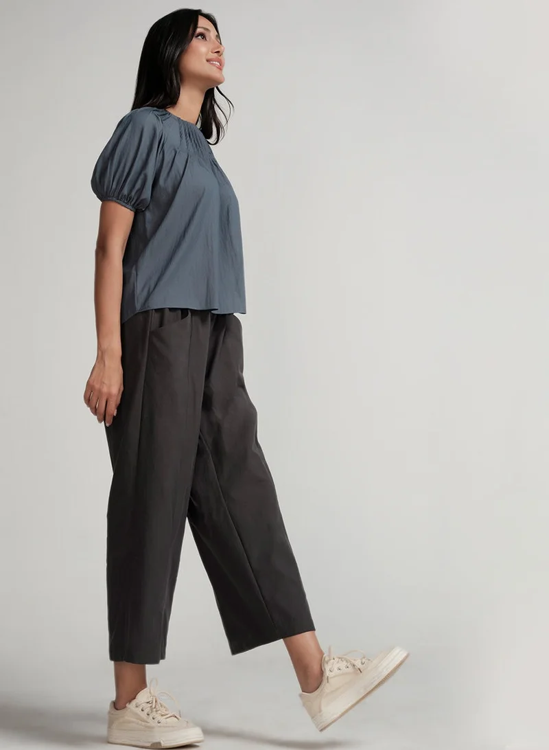 Zigzag Grey Side Pocket Elasticated Waist Pant