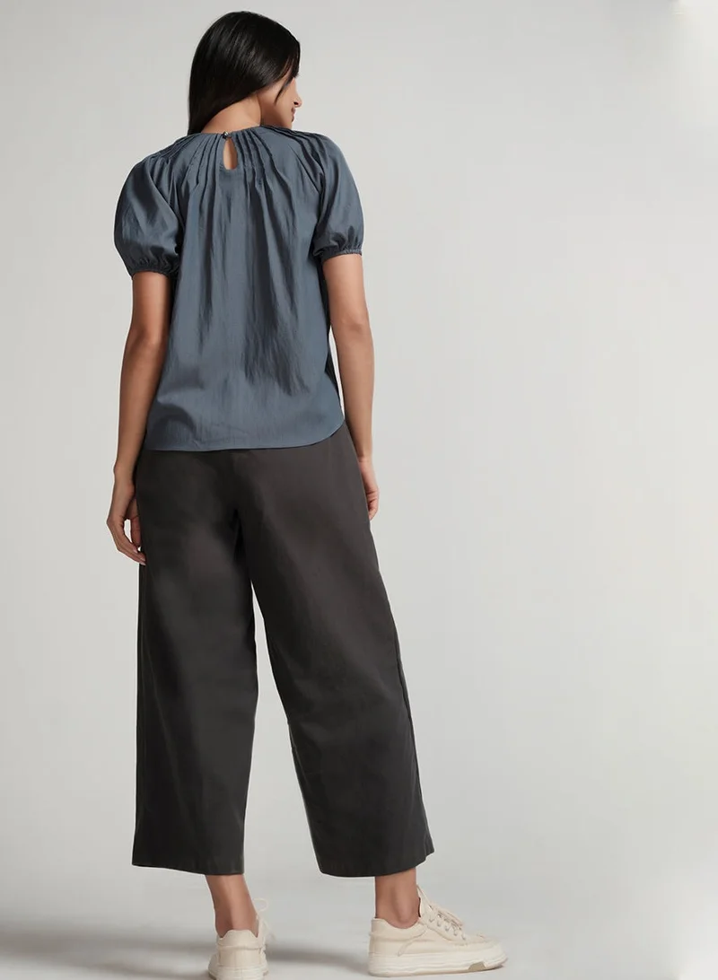 Zigzag Grey Side Pocket Elasticated Waist Pant