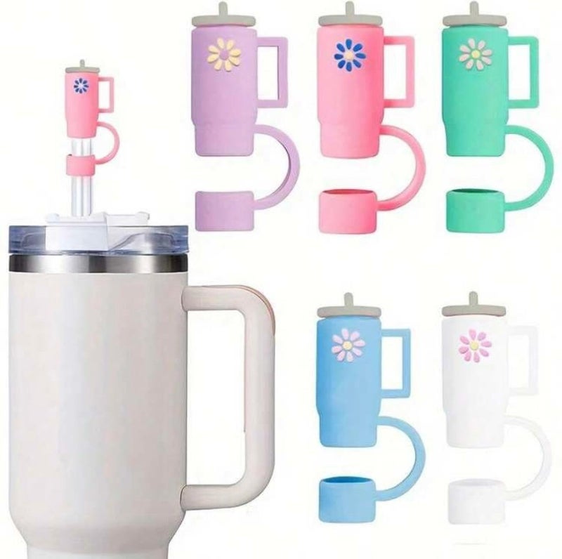 2 pcs straw stopper, silicone Straw Covers Cap for Stanley Cup, Cute Pink Straw Topper Compatible for 30 and 40 Oz Tumbler with Handle,10 mm 0.4 in Straw Tips Lids (Random Color) - Image 1