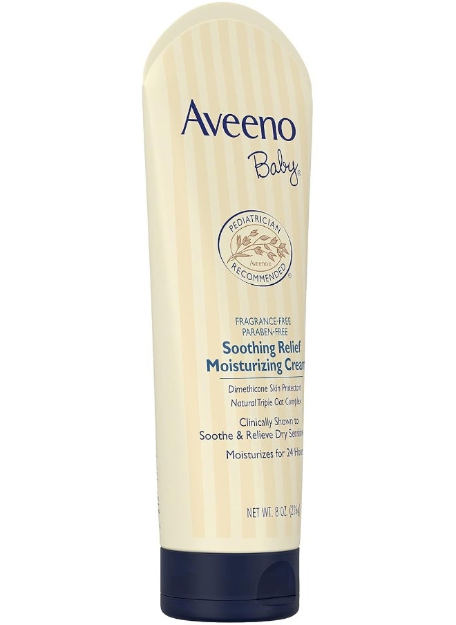 Aveeno - Aveeno Baby Soothing Relief Moisturizing Cream with Natural Oat Complex for Dry Sensitive Skin, Fragrance-free & Paraben-Free, 8 oz - Image 1