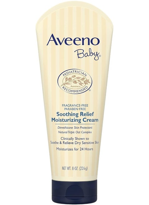 Aveeno Baby Soothing Relief Moisturizing Cream with Natural Oat Complex for Dry Sensitive Skin, Fragrance-free & Paraben-Free, 8 oz