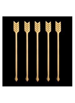 Y&D 5PCS Arrow Decor Cocktail Picks, Fruit Toothpicks Stainless Steel Forks Appetizer Skewers Dessert Picks with Storage Cylinder Reusable Sandwich Sticks for Party Decoration Supplies (Golden)  - Image 4