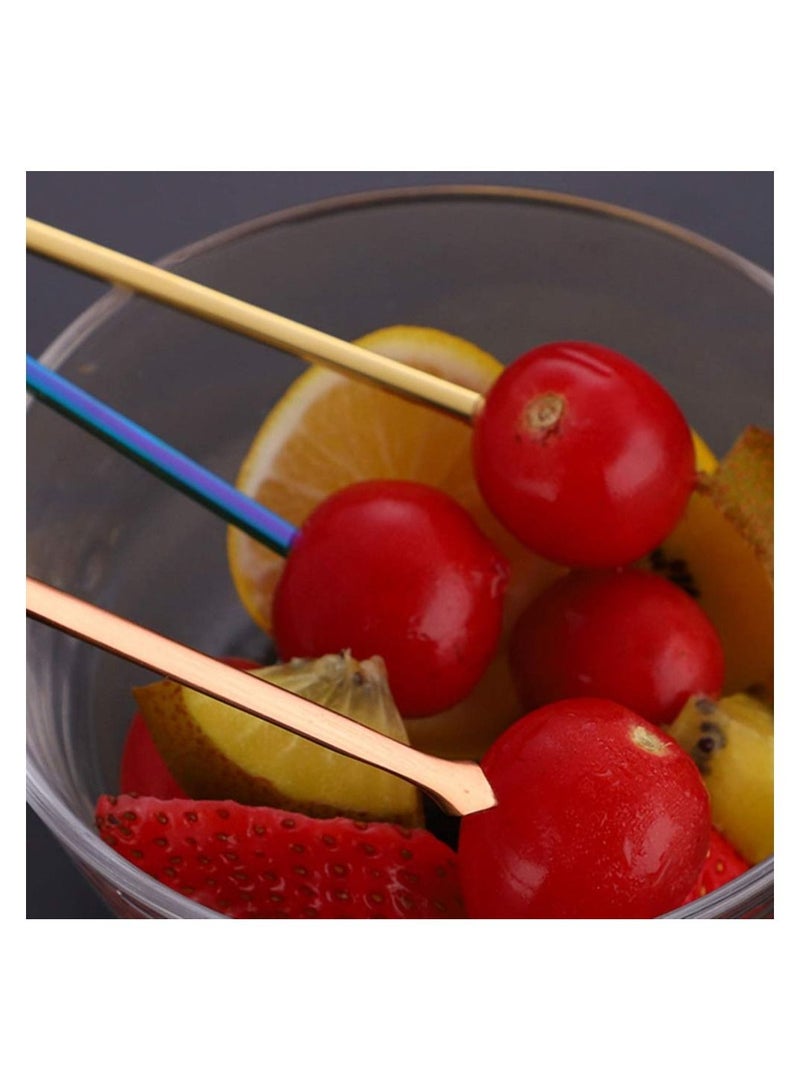 Y&D 5PCS Arrow Decor Cocktail Picks, Fruit Toothpicks Stainless Steel Forks Appetizer Skewers Dessert Picks with Storage Cylinder Reusable Sandwich Sticks for Party Decoration Supplies (Golden) - Image 3