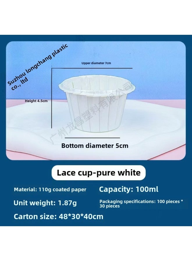 Mafen Cup Cake Paper Cup High Temperature Resistant Oil-proof Paper Holder Lace Hem Gold And Silver Aluminum Foil Hat Cup-Color:Lace Cup-Pure White - Image 1