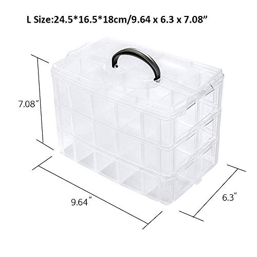 Brezzycloud Plastic 3 Layer jwell organizer box with 30 Adjustable Dividers Earring Storage Box, Clear Transparent Box with Collapsible & Removable Dividers Organizer Container (30 Grid, Multi Color) - Image 3