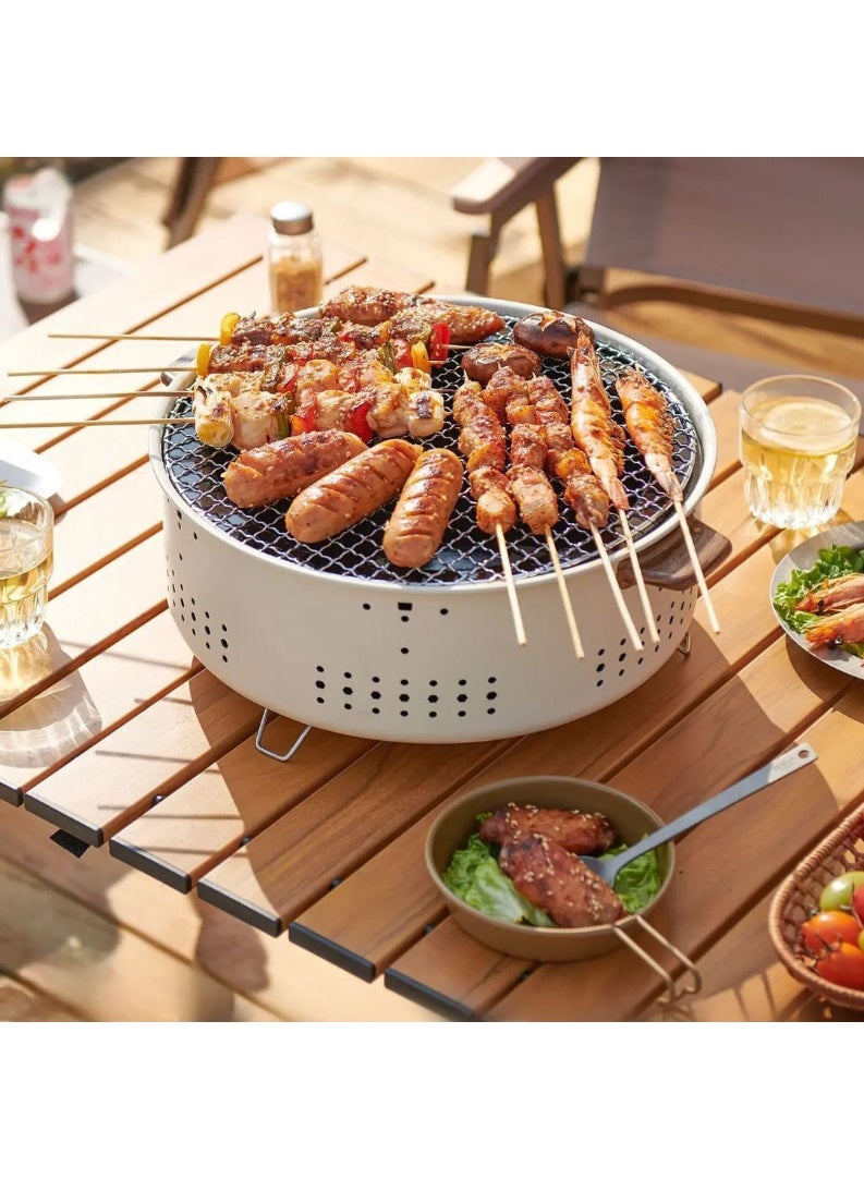 شواية سفاري فحم صغيرة محمولة متعددة الأغراض بشبكة كثيفة – تصميم صحي قليل الدخان - Image 1