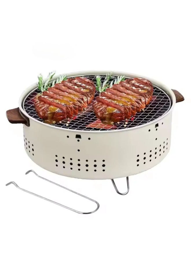 شواية سفاري فحم صغيرة محمولة متعددة الأغراض بشبكة كثيفة – تصميم صحي قليل الدخان - Image 2