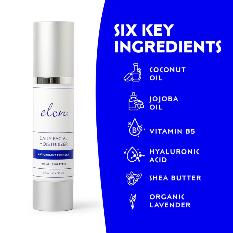 Elon Daily Facial Moisturizer for Women - Hyaluronic Acid Moisturizer w/Coconut Oil & Jojoba Oil â€“ Reduce Signs of Fine Lines & Wrinkles - Suitable for All Skin Types (1.7 Oz) - Image 2