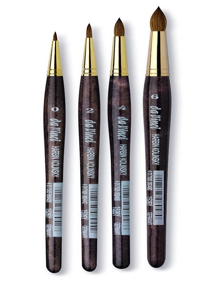 da Vinci Watercolor Brush Set 5547A2 - Harbin Kolinsky Series 1526y Rounds 4 Brush Set with Sizes 0, 2, 4, 6 - Image 1