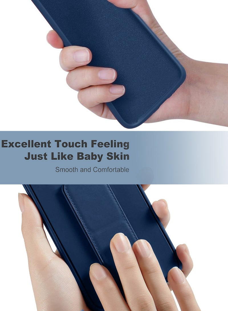 Wtech Hand Grip Foldable Magnetic Kickstand Wrist Strap Finger Grip With Built-In Iron Case Cover For Honor Magic6 Pro 5G 2024 Navy Blue - Image 4