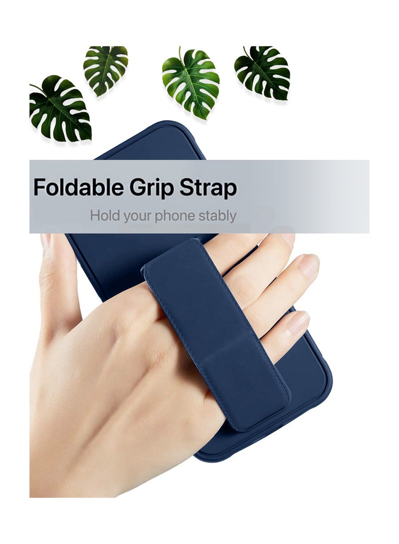Wtech Hand Grip Foldable Magnetic Kickstand Wrist Strap Finger Grip With Built-In Iron Case Cover For Honor Magic6 Pro 5G 2024 Navy Blue - Image 2