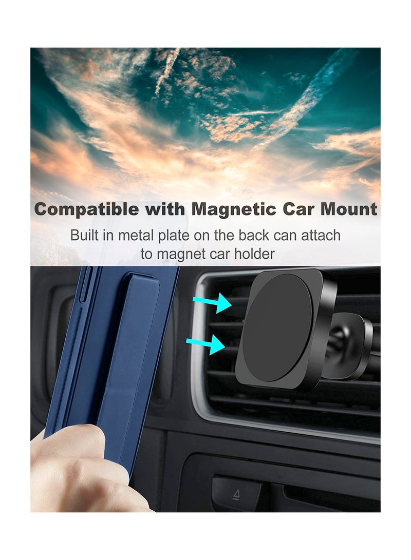 Wtech Hand Grip Foldable Magnetic Kickstand Wrist Strap Finger Grip With Built-In Iron Case Cover For Honor Magic6 Pro 5G 2024 Navy Blue - Image 3