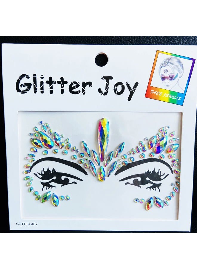 Leoars Face Gems Jewels, Festival Face Jewels Tattoo Stickers, Body Gems Stick on Face, Body Gem Temporary Face Tattoos for Festival, 6-Pack,AB-Color - Image 5