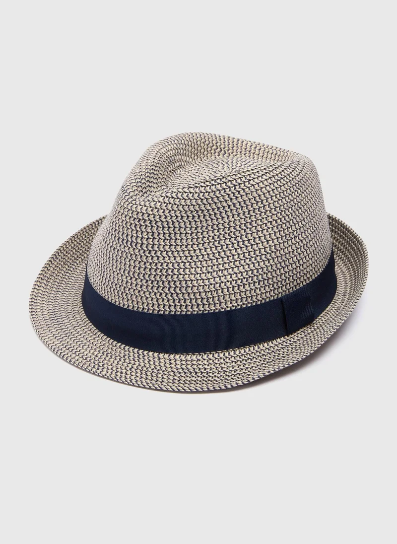 Matalan Navy Straw Trilby Hat