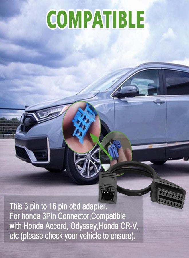 AMHTDOL OBD1 to OBD2 Adapter for Honda 3 Pin Cable,Compatible with Honda Vehicle 3pin Obd1 to 16pin Obd2 Adapter Cable Diagnostic Connector, Work with ELM327 OBD2 Scan Tool and OBD 1 Code Reader - Image 2