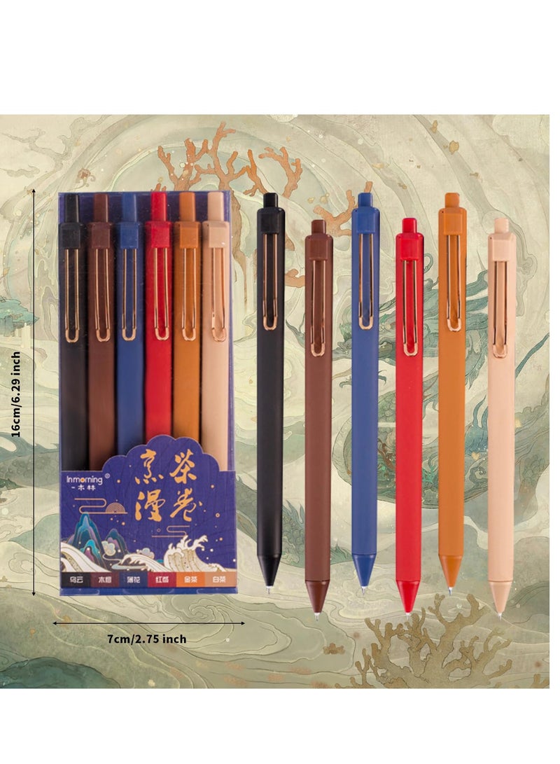 Excefore Retractable Gel Ink Pens, 6 Pcs Black Ballpoint Pens, 0.5mm Fine Point Rollerball, Quick Drying Smooth Writing Pens for Adults, Kids, Students - Image 3