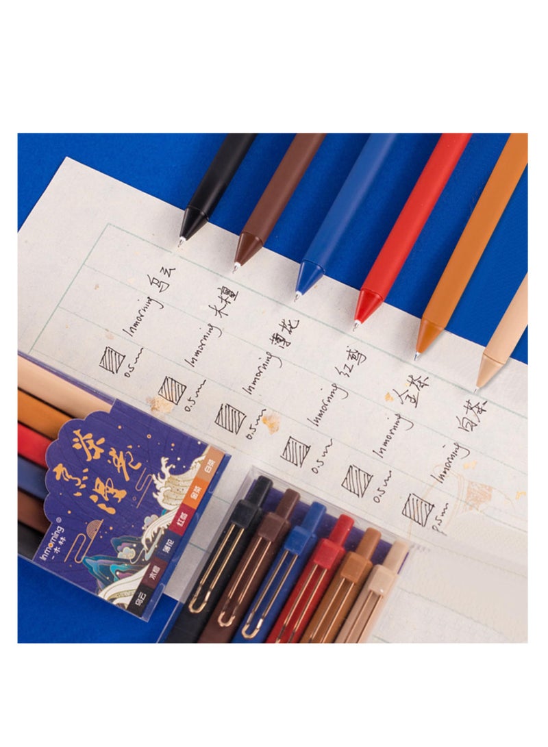 Excefore Retractable Gel Ink Pens, 6 Pcs Black Ballpoint Pens, 0.5mm Fine Point Rollerball, Quick Drying Smooth Writing Pens for Adults, Kids, Students - Image 5